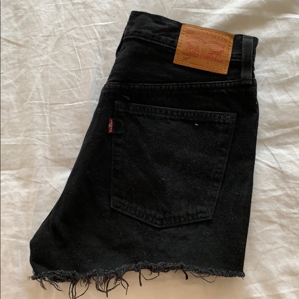 Levi black denim shorts